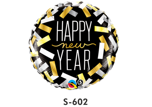 Folienballons Happy New Year Confetti Stripes ⌀ 38 cm