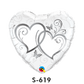 Folienballon Hochzeit / Verschlungene Herzen Weiss & Silber Ø 38 cm