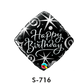 Folienballon Geburtstag / Happy Birthday Schwarz quadratisch Ø 38 cm