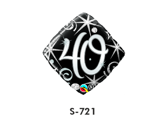 Folienballon Geburtstag / Happy Birthday Zahl - 40 - Schwarz quadratisch Ø 38 cm