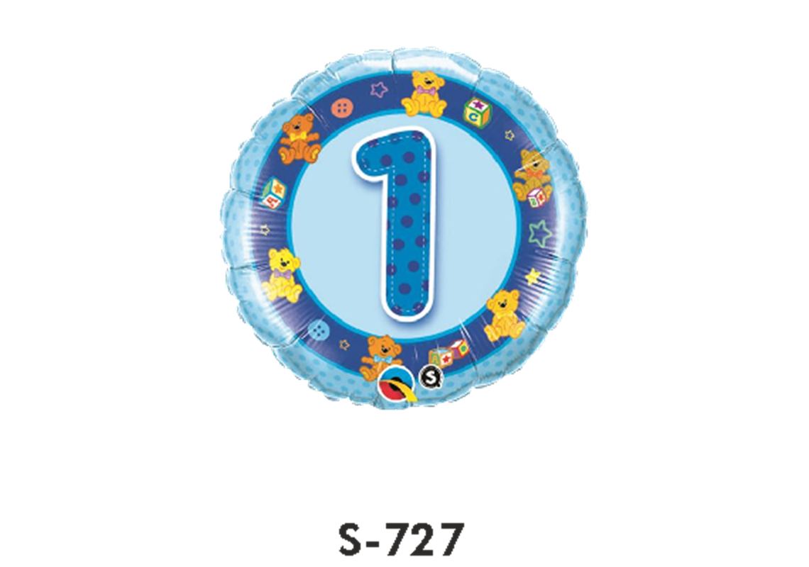 Folienballon Geburtstag / Happy Birthday Zahl - 1 - Blau Ø 38 cm