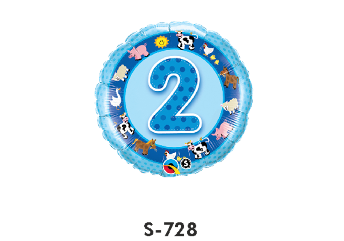 Folienballon Geburtstag / Happy Birthday Zahl - 2 - Blau Ø 38 cm