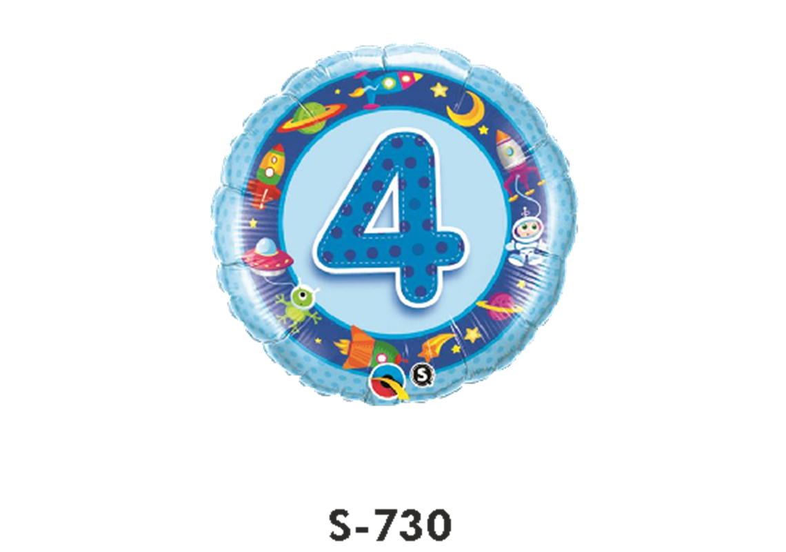 Folienballon Geburtstag / Happy Birthday Zahl - 4 - Blau Ø 38 cm
