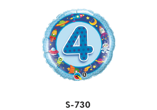 Folienballon Geburtstag / Happy Birthday Zahl - 4 - Blau Ø 38 cm