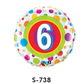 Folienballon Geburtstag / Happy Birthday Zahl - 6 - Bunte Punkte Ø 38 cm