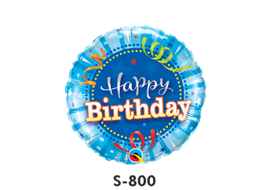Folienballon Geburtstag / Happy Birthday Luftschlangen Blau Ø 38 cm