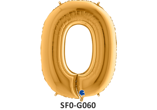 Zahlenfoleinballon - Zahl 0 (null) - in GOLD 80 cm
