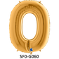 Zahlenfoleinballon - Zahl 0 (null) - in GOLD 80 cm