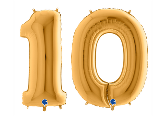 Zahlenfolienballons 10 (ZEHN) in GOLD 80cm