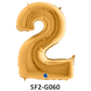 Zahlenfolienballon - Zahl 2 (zwei) - in GOLD 80 cm