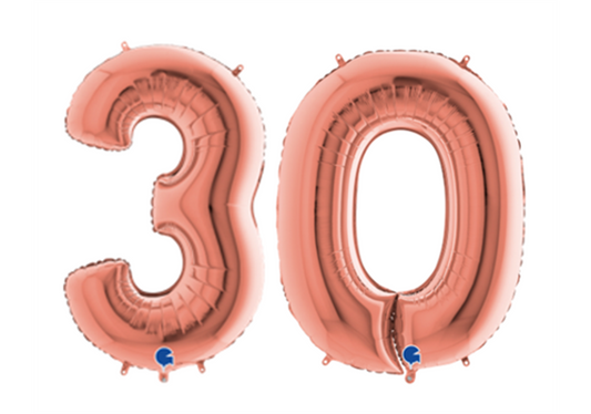 Zahlenfolienballons 30 (DREISSIG) in ROSAGOLD 80cm