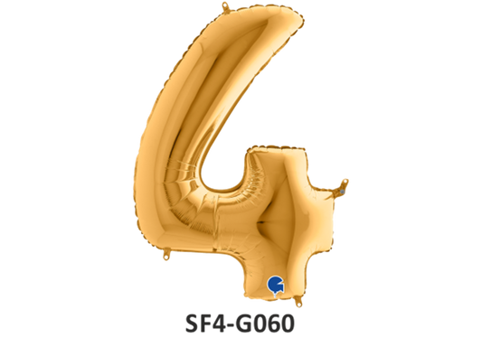 Zahlenfolienballon - Zahl 4 (vier) - in GOLD 80 cm