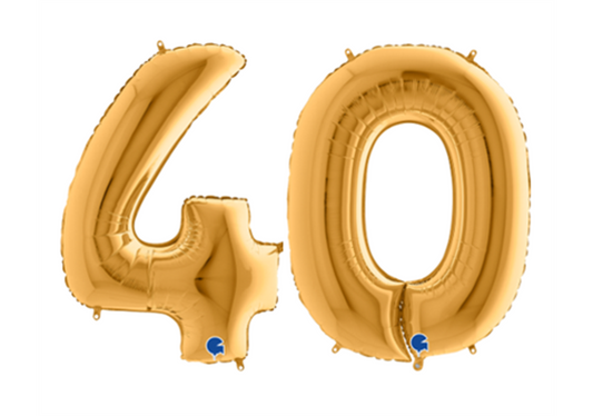 Zahlenfolienballons 40 (VIERZIG) in GOLD 80cm