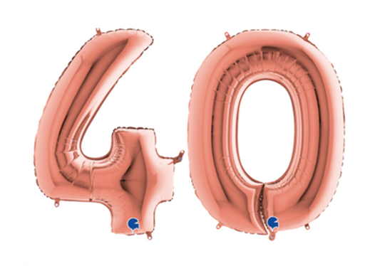 Zahlenfolienballons 40 (VIERZIG) in ROSAGOLD 80cm