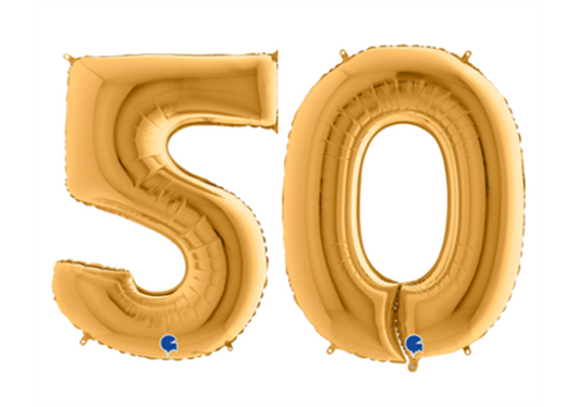 Zahlenfolienballons 50 (FÜNFZIG) in GOLD 80cm