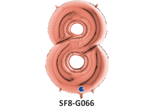 Zahlenfolienballon - Zahl 8 (acht) - in ROSAGOLD 80 cm