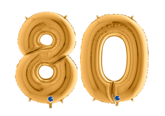Zahlenfolienballons 80 (ACHTZIG) in GOLD 80cm