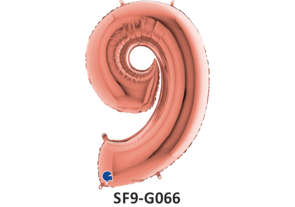 Zahlenfolienballon - Zahl 9 (neun) - in ROSAGOLD 80 cm