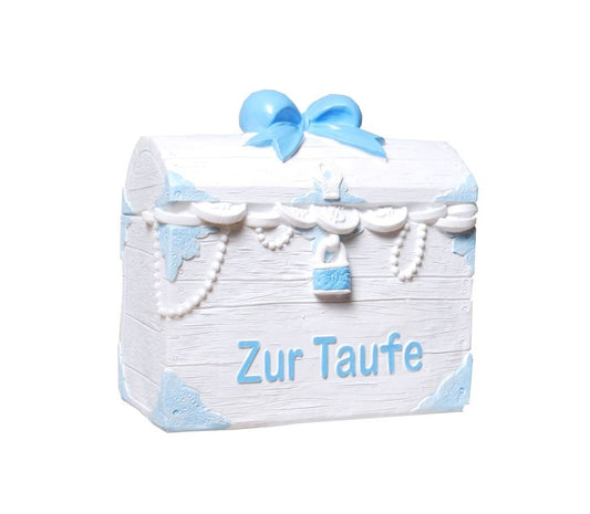 Spardose / Kässeli Schatztruhe "Zur Taufe", blau